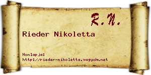Rieder Nikoletta névjegykártya